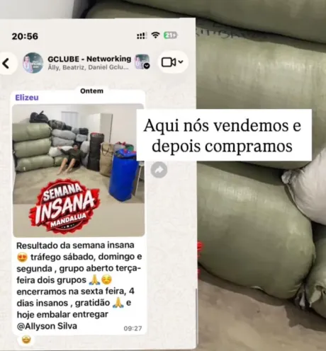 Print do grupo: Elizeu mostra a mercadoria da Semana Insana, 4 dias de vendas, pronta para embalar e entregar